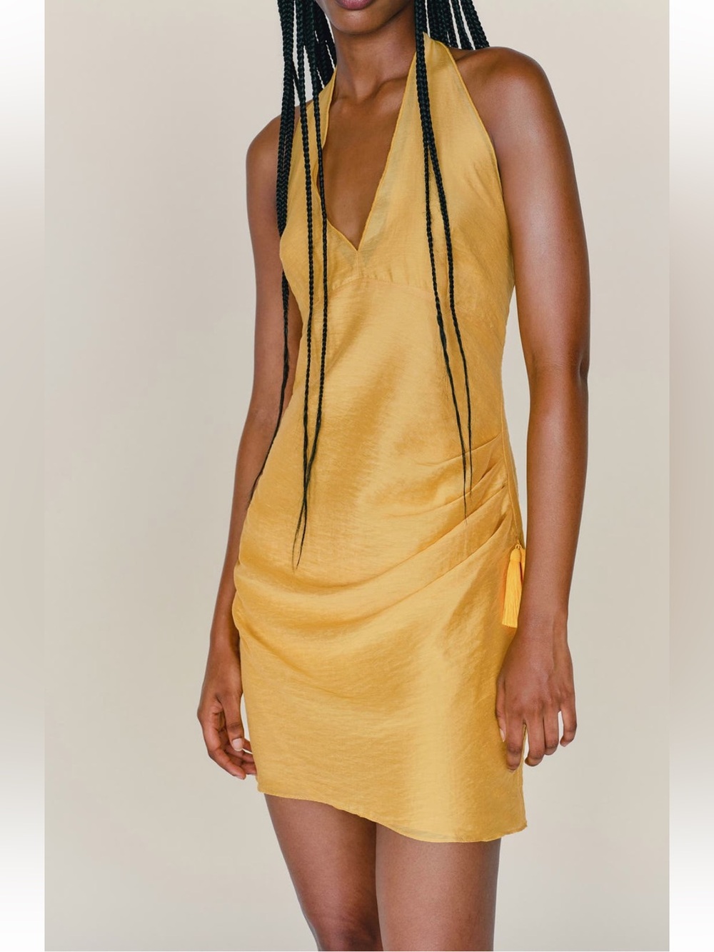 Reformation Mustard Halter V-Neck Slip Camisole